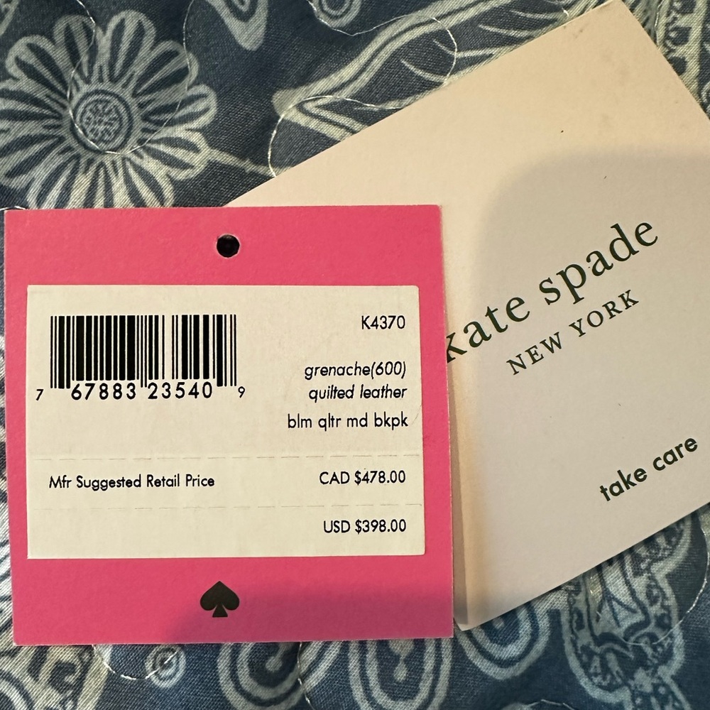 Kate Spade Maroon Quilted Backpack - Picture 5 of 5